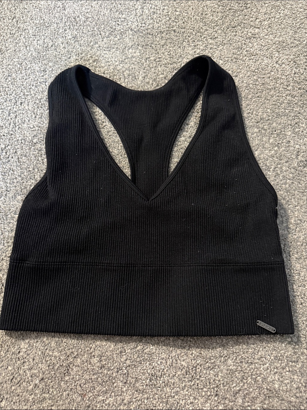 Gilly Hicks Black Ribbed V-Neck Racerback Bralette